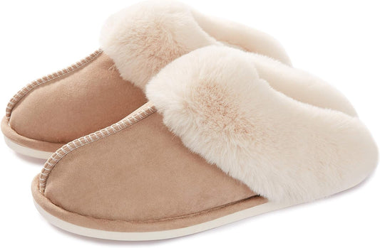 Womens Fuzzy Slippers Memory Foam Warm Cozy Indoor House Shoes | Fluffy, Comfy, Winter, Faux Fur, Indoor Outdoor, Non-Slip, Slip On, Home, Bedroom