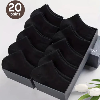 10/20/40 Pairs Men'S Boat Socks Business Sport Sweat Absorption Mature Summer Autumn Solid Color Versatile Ankle Socks