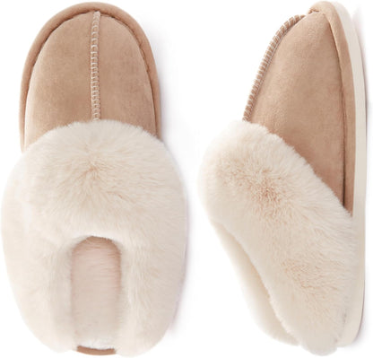 Womens Fuzzy Slippers Memory Foam Warm Cozy Indoor House Shoes | Fluffy, Comfy, Winter, Faux Fur, Indoor Outdoor, Non-Slip, Slip On, Home, Bedroom