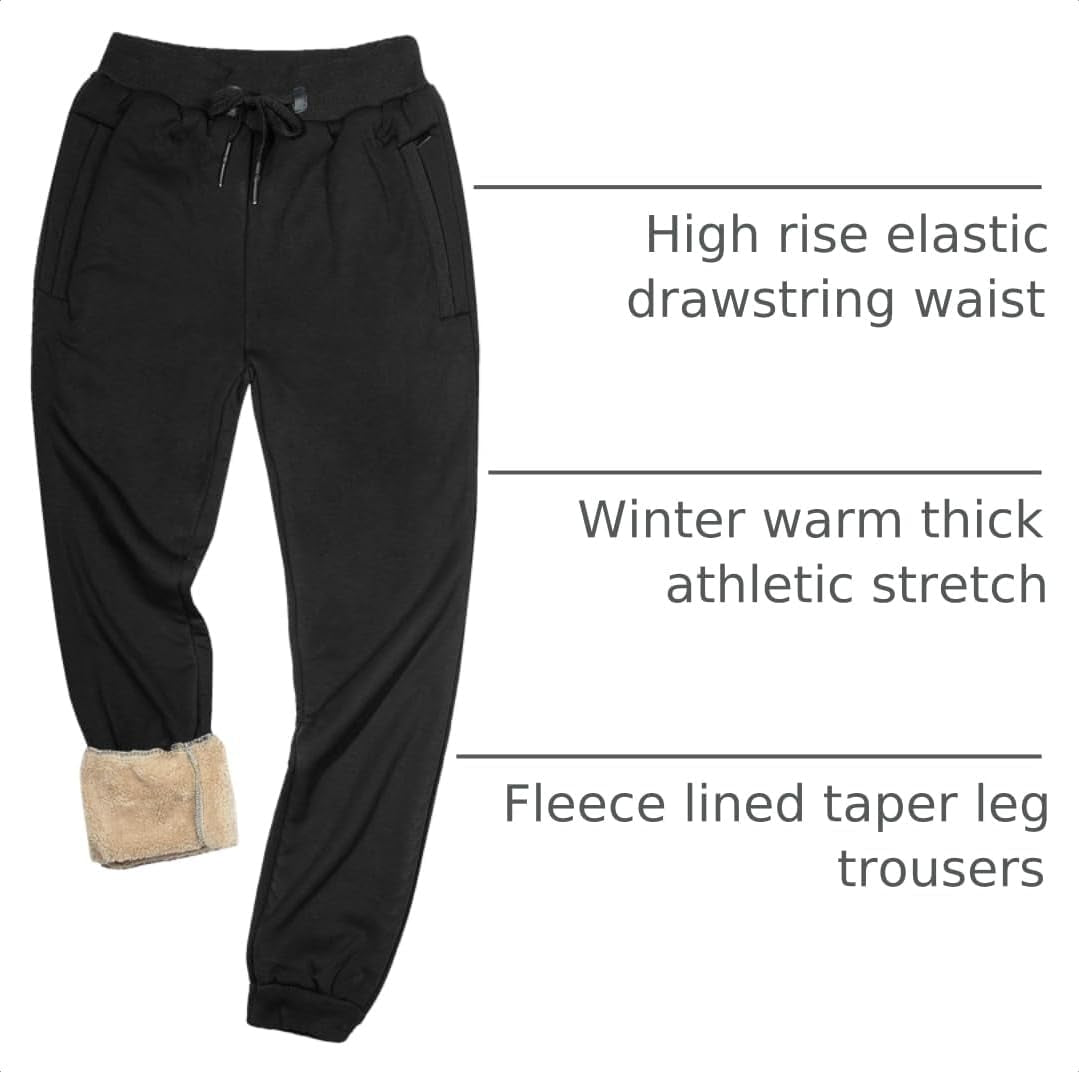 Mens Winter Warm Sherpa Lined Active Thermal Jogger Fleece Sweatpants Pant