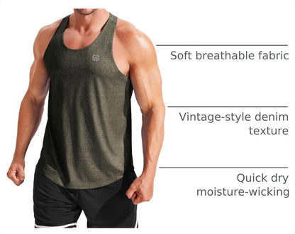 Men'S Workout Running Tank Top Sleeveless Gym Athletic Shirts